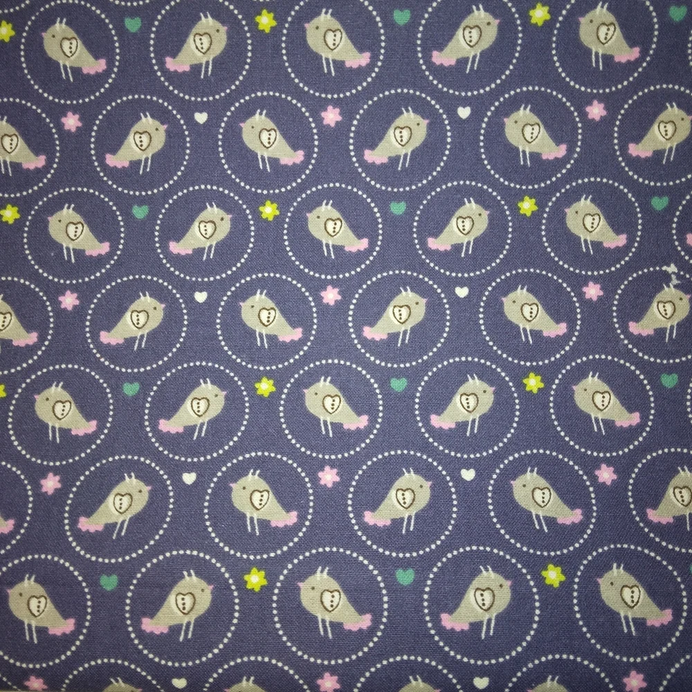 FABRIC Scandinavian Style sweet little birds arranged on blue, 1 yd